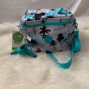 KIPLING Graham Shadow Palm Tree Lunch Bag in Teal